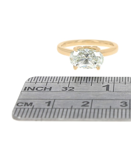 GIA Certified Oval Cut Diamond Solitaire Ring in 18KY